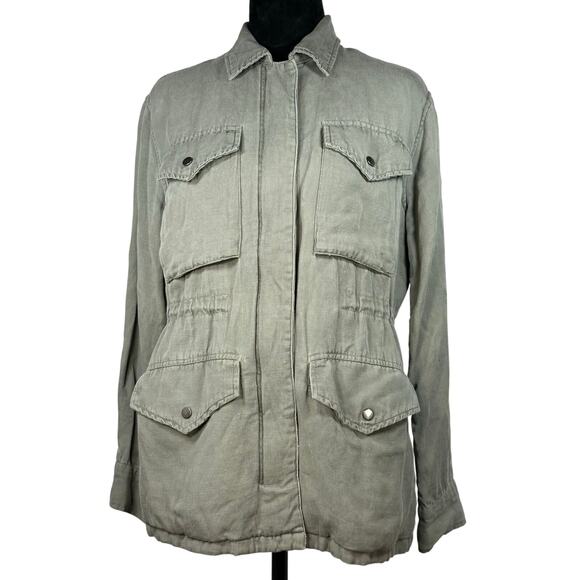 Rails Jayden Utility Jacket Women’s Small Sage Green Plaid Lined Linen - Picture 2 of 11